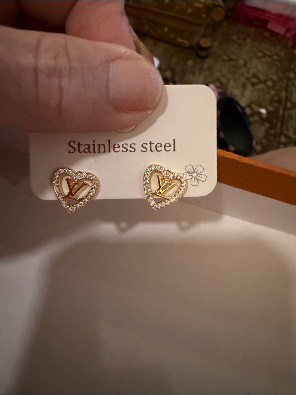 Gold Heart Stud Earrings with Crystal Halo, fashion jewelry